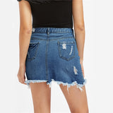 Distressed Denim Skirt