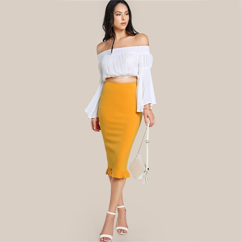 Ruffle Pencil Skirt