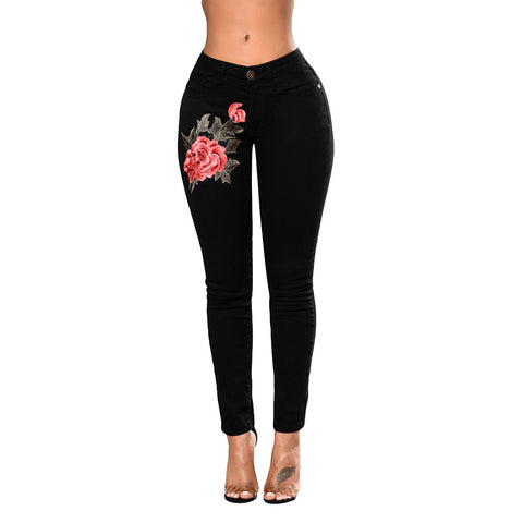 Embroidered Skinny Jeans