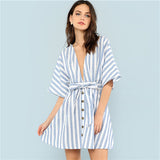 Striped V Neck Dress