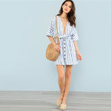 Striped V Neck Dress