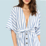 Striped V Neck Dress