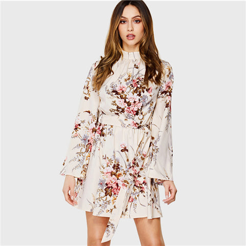 Mock Neck Floral Dress