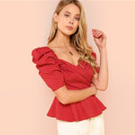 Red Polka Dot Peplum Top