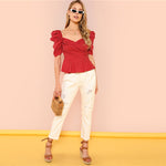 Red Polka Dot Peplum Top