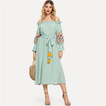 Embroidered Bardot Dress