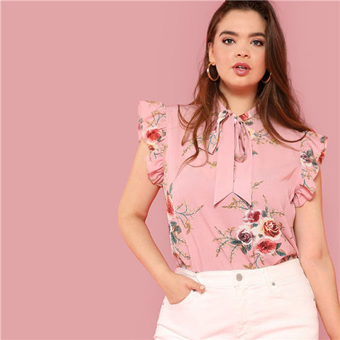 Sleeveless Ruffle Blouse