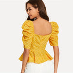 Yellow Polka Dot Peplum Top