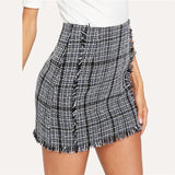 Plaid Tweed Skirt