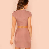 Pink Crop Top and Skirt