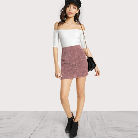 Pink Corduroy Skirt