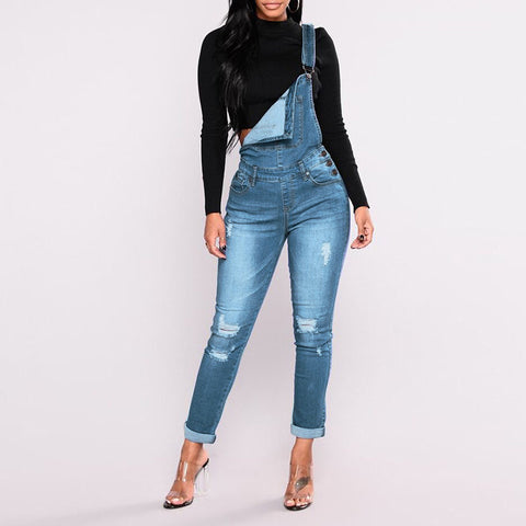 Distressed Overall Jeans