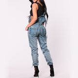 Ripped Denim Overall Jeans