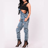 Ripped Denim Overall Jeans