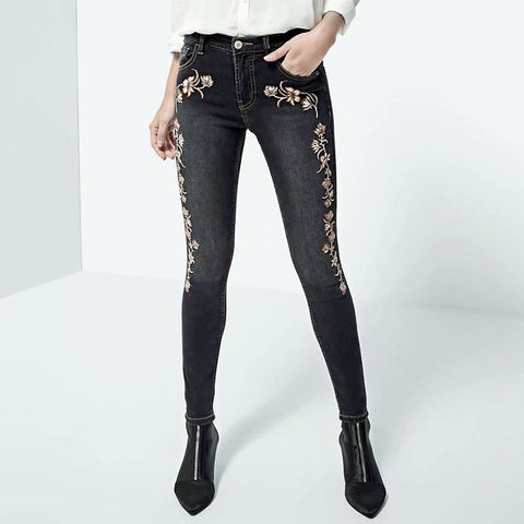 Embroidered Skinny Jeans